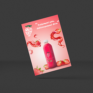 affiche de pub pour du jus de fraise