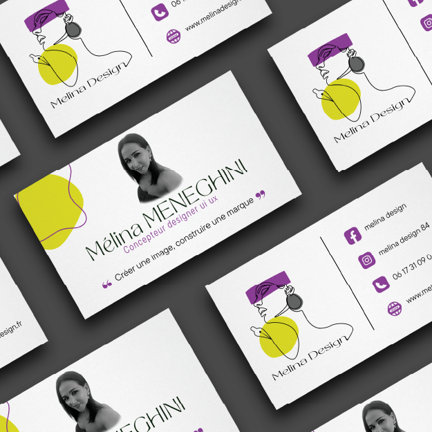 image avec carte de visite à la charte graphique mélinadesign