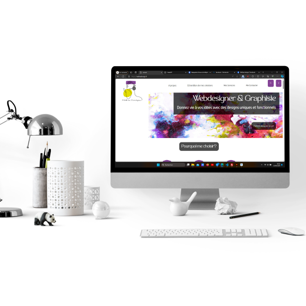 écran d'ordinateur avec le site mélinadesign